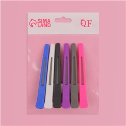 Зажимы для волос, с силиконовой лентой, набор - 6 шт., 11(±1) см, МИКС