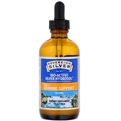 Sovereign Silver, Bio-Active Silver Hydrosol с капельным дозатором, 10 ч/млн, 118 мл (4 жидких унции)