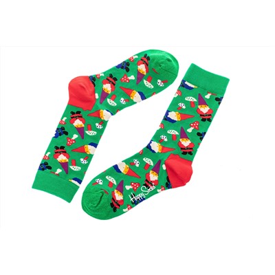 Весёлые женские носки с высокой резинкой, хлопок-полиамид-эластан, цвет зеленый