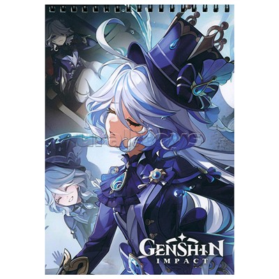 Геншин. Творческий блокнот cо стикерами A5. Нежная Фурина.