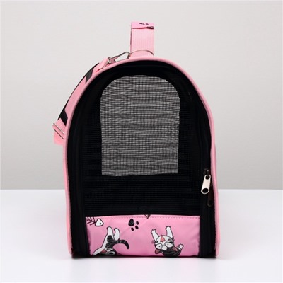 Сумка - переноска каркасная «Играющие котики», размер L, 53×21×29 см, розовая