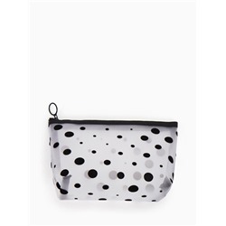 Косметичка DOTs, с рисунком, сетка, на молнии, белая