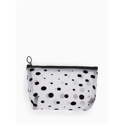 Косметичка DOTs, с рисунком, сетка, на молнии, белая