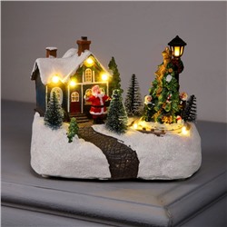 Светодиодная фигура «Новогодний город» 19×17×13 см, полистоун, батарейки ААх3 (не в комплекте), USB, свечение тёплое белое