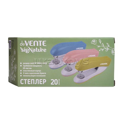 Степлер "SigNature" 24/6&26/6 (мощность 20 листов, глубина скрепления 60 мм) пластиковый, в картонной коробке, цвет сумеречный синий