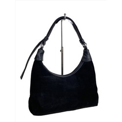 Женская сумка из искусственной кожи и натуральной замши, цвет черный