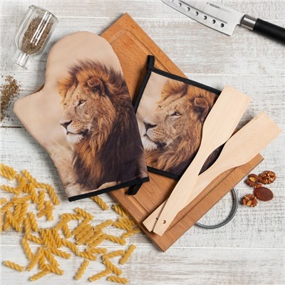 Набор подарочный «Доляна. Глава семьи»: варежка 20×28 см, прихватка 17×17 см, 2 лопатки