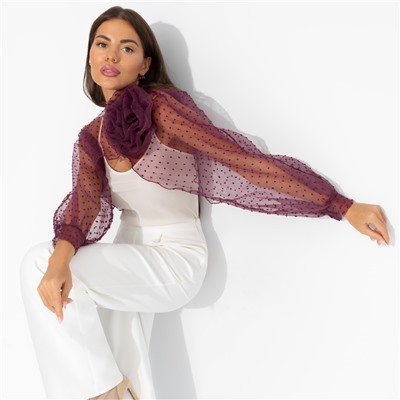 Болеро нарядное, Деловой взгляд (бордовое, с брошкой)