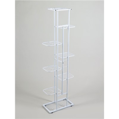 Подставка для цветов Greengo, 8 полок, 43×22×141 см, напольная, металл, белая