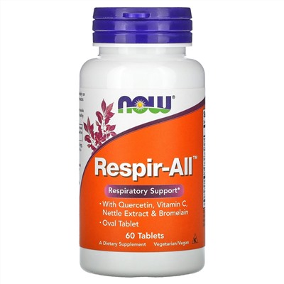Now Foods, Respir-All, 60 таблеток