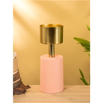 Подсвечник на 1 свечу «Кубок», 10×10×28.5 см, пудровый с золотом