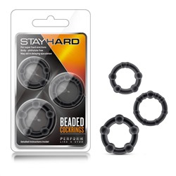 Набор из 3 чёрных эрекционных колец Stay Hard Beaded Cockrings