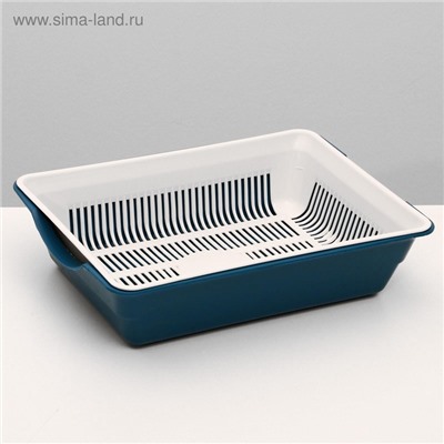 Туалет для кошек, 36×25×9 см, глубокий, с сеткой, пластик, цвет МИКС