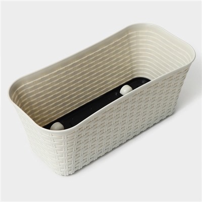 Ящик для цветов балконный «Ротанг», 38.5 см, белый