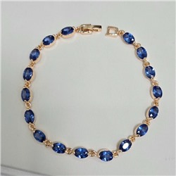 Браслет на руку ювелирная бижутерия коллекция "Дубай", вставка: фианиты, цвет: синий, арт.414.082