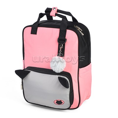 Рюкзак "Fluffy Ears. Cat" подростковый 39x32x14 см (16 л), вес 500 г, текстильный, эргономичная вентилируемая спинка и уплотненные лямки, 1 отделение на молнии с уплотненным отделением для ноутбука до 15 дюймов и книг, 1 передний карман на молнии с ушками