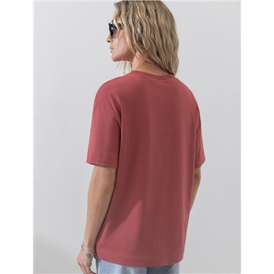 Свободная футболка с принтом из премиального хлопка с эластаном