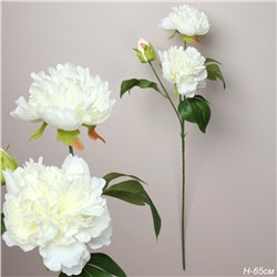 Цветок искусственный Пион белый 65 см три бутона / RF-1561 /уп 120/500/