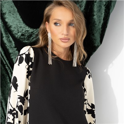 Платье комбинированное с шёлком, Знаменитость (стильная)