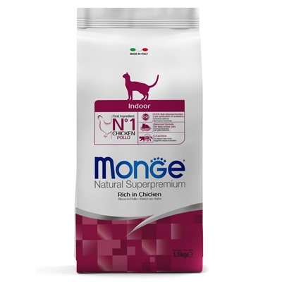 Сухой корм Monge Cat Indoor для домашних кошек, 1.5 кг