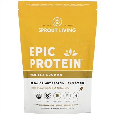 Sprout Living, Epic Protein, ваниль и лукума, 455 г (1 фунт)