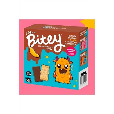 Печенье Bitey с глазурью "Банан" безглютеновое 125г ЭКОПРОДУКТЫ, 1184009