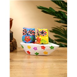 Сувенир «Пара совят», 14×7×9 см, дерево, жёлтый, синий