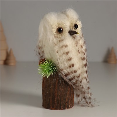 Фигурка «Пушистик: Совушка Белая на пеньке», 8×7.5×15 см