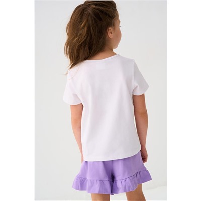 Комплект трикотажный для девочек: фуфайка (футболка), шорты PLAYTODAY, 1240035