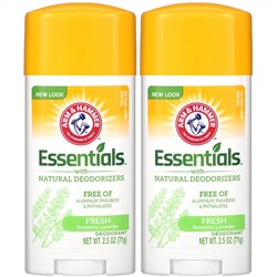 Arm & Hammer, Essentials с натуральными дезодорирующими компонентами, дезодорант, свежий розмарин и лаванда, 2 шт. в упаковке, по 71 г (2,5 унции) каждая (Discontinued Item)