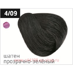 OLLIN PERFORMANCE  4/09 шатен прозрачно-зеленый 60мл Перманентная крем-краска для волос