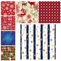 Бумага упаковочная новогодняя "Red&Blue" 70х100 см, 10 дизайнов ассорти, Золотая сказка