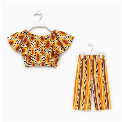 Комплект для девочки, цвет белый/оранжевый, рост 116 см