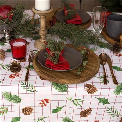 Скатерть новогодняя «Доляна» New Year 146×220 см, 100% хлопок, рогожка 164 г/м²