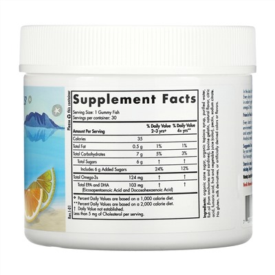 Nordic Naturals, Nordic Omega-3 Gummy Fish, «мандариновые лакомства», 124 мг, 30 жевательная таблеток в форме рыбок