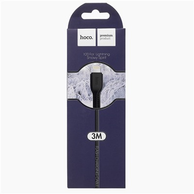 Кабель USB - Apple lightning Hoco X20 Snowy Spirit 12W 300см 2,4A  (black)