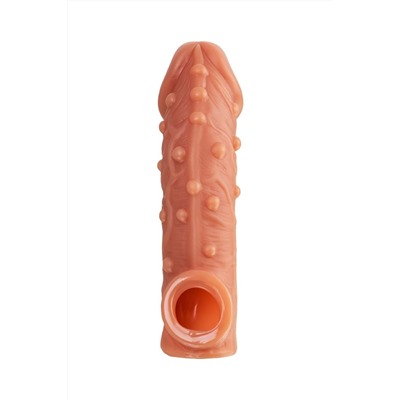 Телесная насадка на фаллос с отверстием для мошонки Cock Sleeve 002 Size M - 15,6 см.