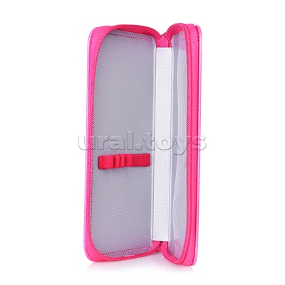 Пенал- односекционный с блестками 190/100/26 "Малиновый"