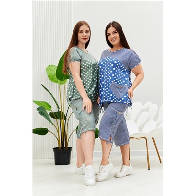 Костюм 9204 (Полоса горох джинс)