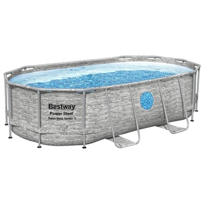 Бассейн каркасный Bestway Power Steel Swim Vista, 427×250×100, фильтр-насос, лестница, тент, 56714
