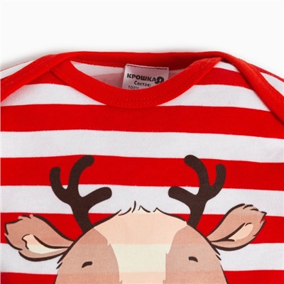 Комбинезон детский «Крошка Я. Оленёнок», рост 62-68 см, красный, белый