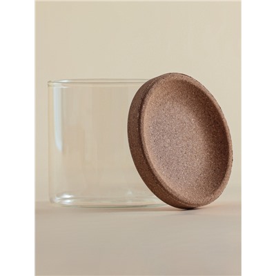 Банки для сыпучих SL Home «Алькорноке», 2 банки 280 ми, 2 банки 650 мл, с пробковой крышкой, на подставке, стекло, прозрачные