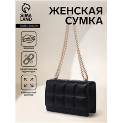 Сумка женская мессенджер на магните, 20×6×12 см, чёрная