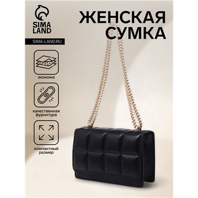 Сумка женская мессенджер на магните, 20×6×12 см, чёрная