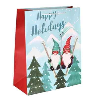 Пакет подарочный 26х32х12см Гномики / 5382L /уп 12/384/Новый год