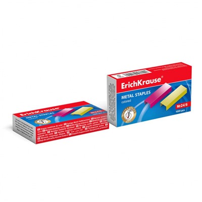 Скобы №24/6 1000шт цветные 7145 ErichKrause
