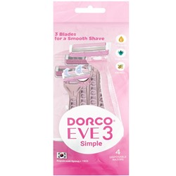 Станок для бритья для ЖЕНЩИН одноразовый DORCO EVE-3/TRA200W, (4 шт.), TRC 200W-4P