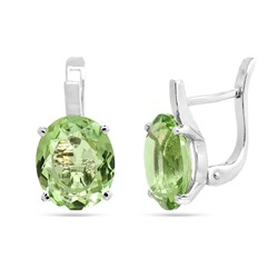 Серьги из серебра празиолит кварц, Ю-200М43