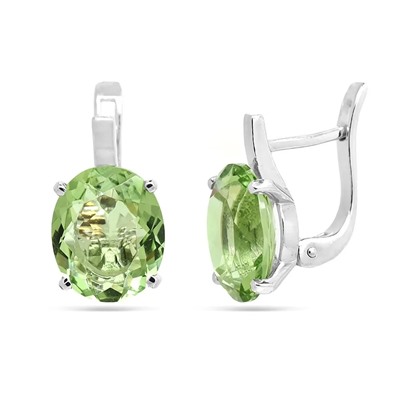 Серьги из серебра празиолит кварц, Ю-200М43