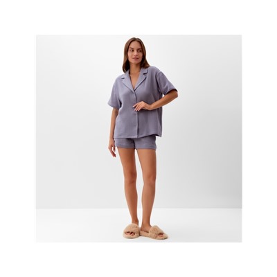 Пижама женская (рубашка, шорты) KAFTAN Basic, размер 48-50, серая
